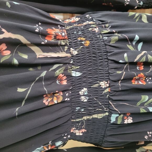 Nannette Red and Black A-line Dress with Bishop Sleeves - Picture 4 of 10